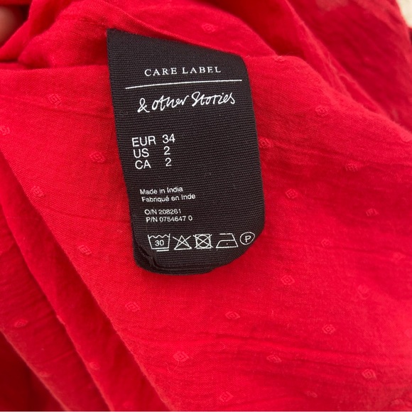 & Other Stories | Red Swiss Dot Crepe Wrap Dress | Size 2 - Picture 7 of 11